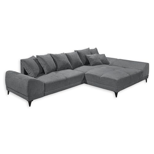 Stella Trading Scott Ecksofa mit Schlaffunktion in Anthrazit - Moderne Eckcouch in L-Form mit Bettkasten - 310 x 75 (85) x 185 cm (B/H/T) von Stella Trading