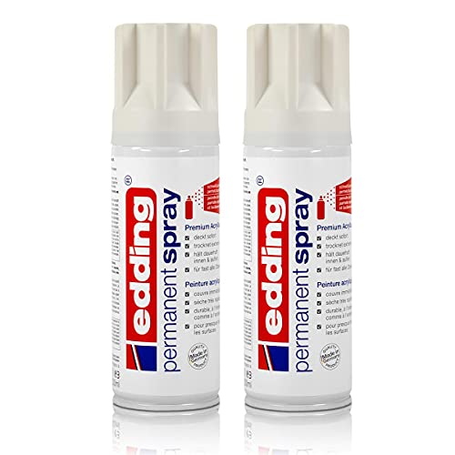 2x edding Permanent Spray verkehrsweiß 200 ml Premium Acryllack, RAL 9016 von edding