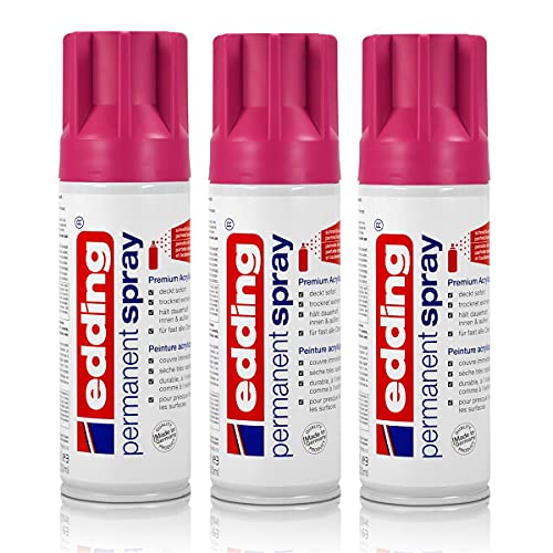 3X edding Permanent Spray telemagenta 200 ml Premium Acryllack, RAL 4010 von edding