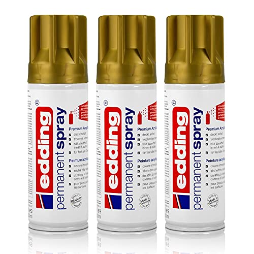 3x edding Permanent Spray reichgold 200 ml Premium Acryllack von edding