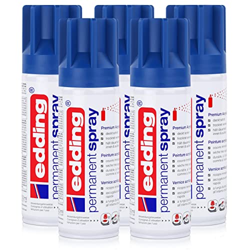 5x edding Permanent Spray enzianblau 200 ml Premium Acryllack, RAL 5010 von edding