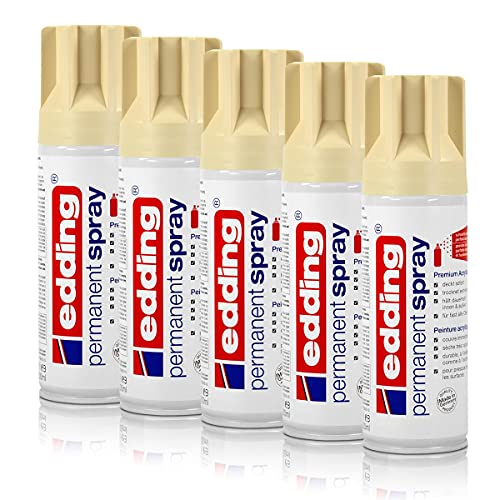 5x edding Permanent Spray hellelfenbein 200 ml Premium Acryllack, RAL 1015 von edding