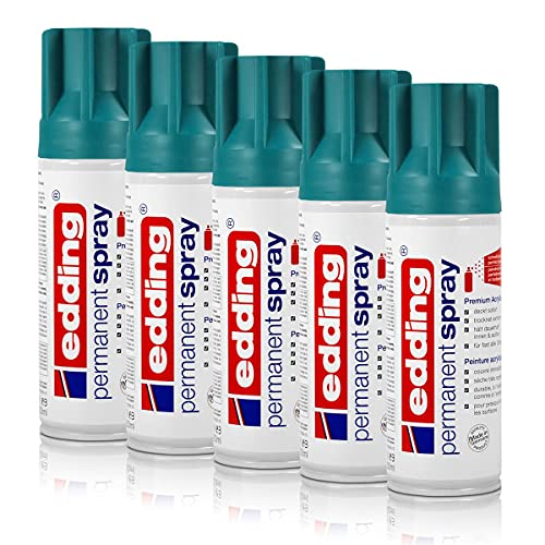 5x edding Permanent Spray petrol matt 200 ml Premium Acryllack Spraydose von edding