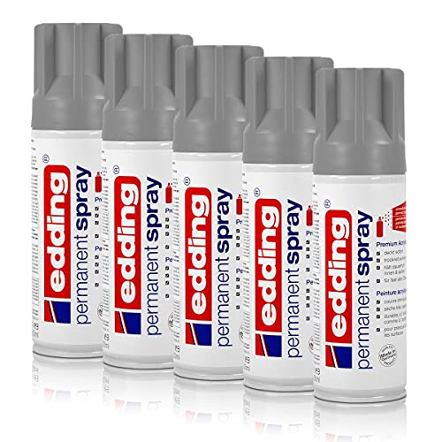 5x edding Permanent Spray silber matt 200 ml Premium Acryllack Spraydose von edding