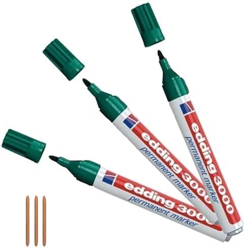 EDDING 3000 3er Vorteilspack [inkl. 3 Ersatzspitzen] Long Life Pack | 11 Farben + Kombinationen zur Auswahl (grün) von edding