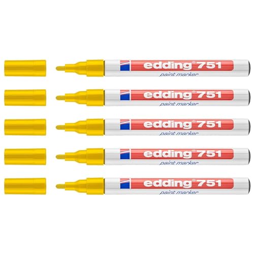 Edding 5 Stück 751 Marker, Gelb, runde Spitze, 1-2 mm Edding 5 Stück 751 Marker, Gelb, runde Spitze, 1-2 mm von edding