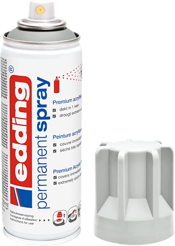 edding 5200 Permanent Spray - lichtgrau matt - 200 ml - Acryllack zum Lackieren und Dekorieren von Glas, Metall, Holz, Keramik, Kunststoff, Leinwand - Lackspray, Acrylspray, Farbspray von edding