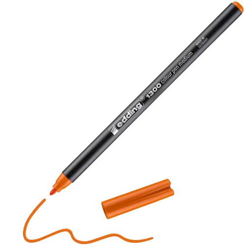 edding 1300 Fasermaler medium - orange - 1 Stift - Rundspitze 2 mm - Filzstift zum Zeichnen und Schreiben - Filzstift für Schule, Mandala, Bullet Journal von edding
