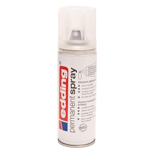 edding 5200 Permanent Spray Klarlack - transparent seidenmatt - 200 ml - Acryllack für ein seidenmattes Finish - zum Fixieren und Schützen der Lackierung - Klarlack Spray von edding