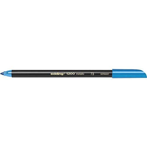 edding 1200 metallic Fasermaler - blau metallic - 1 Stift - Rundspitze 1-3 mm - zum Malen, Schreiben und Zeichnen mit glänzendem Metalliceffekt - für Gästebücher, Grußkarten, Fotoalben, Scrapbook von edding