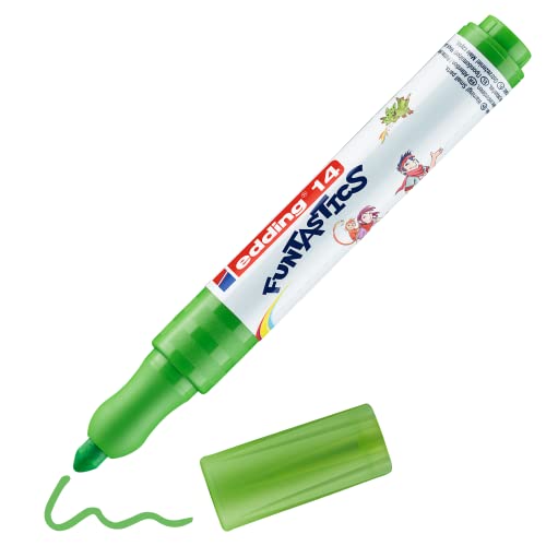 edding 14 FUNTASTICS - Malstifte für Kinder - hellgrün - Rundspitze 3 mm - für Malspaß auf hellem Papier und Karton - abwaschbar von Haut und Textilien von edding