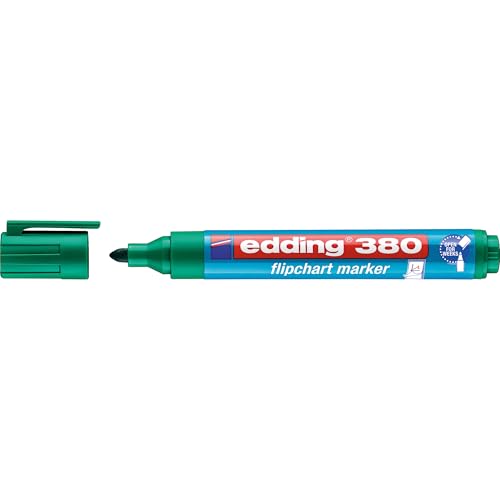 edding 380 Flipchart-Marker - grün - 1 Stift - Rundspitze 1,5-3 mm - Stift zum Schreiben, Zeichnen und Markieren auf Flipcharts - Tinte schlägt nicht durch Papier - trocknet nicht aus - farbintensiv von edding