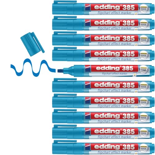 edding 385 Flipchart Effektmarker - hellblau - 10er Pack - flexible Pinselspitze 1-5 mm - Marker zum Hervorheben, Schattieren und Markieren auf Flipchartpapier - blutet nicht aus - trocknet nicht aus edding 385 Flipchart Effektmarker - hellblau - 10er Pack - flexible Pinselspitze 1-5 mm - Marker zum Hervorheben, Schattieren und Markieren auf Flipchartpapier - blutet nicht aus - trocknet nicht aus von edding