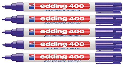 edding 400 Permanentmarker (konische Spitze), 5-Stück | Farbe wählbar (5er Pack, Violett) von edding