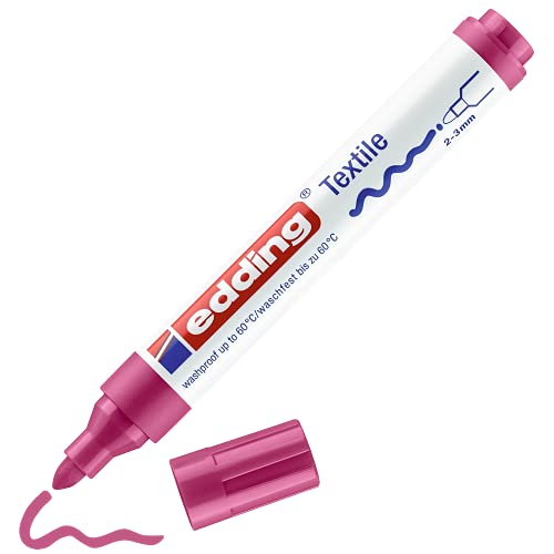 edding 4500 Textilmarker - karmin-rot - 1 Stift - Rundspitze 2-3 mm - Textilstifte waschmaschinenfest (60 °C) zum Stoff bemalen - Stoffmalstift von edding