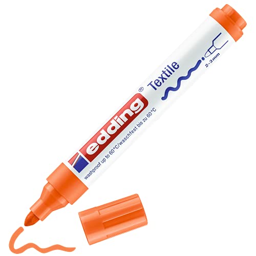 edding 4500 Textilmarker - orange - 1 Stift - Rundspitze 2-3 mm - Textilstifte waschmaschinenfest (60 °C) zum Stoff bemalen - Stoffmalstift von edding