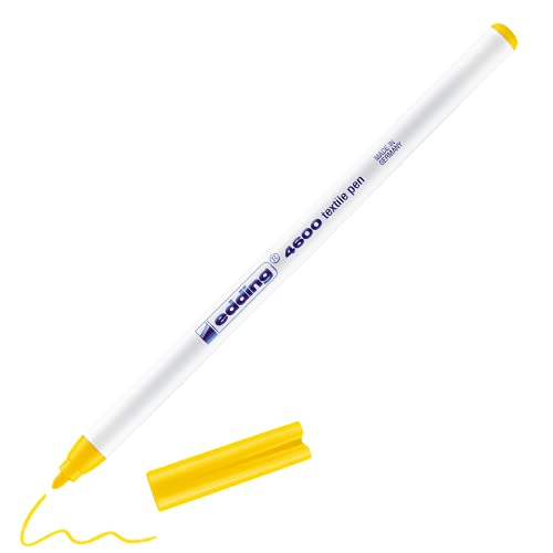 edding 4600 Textilstift - gelb - 1 Stift - Rundspitze 1 mm - Textilstifte waschmaschinenfest (60 °C) zum Stoff bemalen - Stoffmalstift von edding