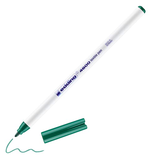 edding 4600 Textilstift - grün - 1 Stift - Rundspitze 1 mm - Textilstifte waschmaschinenfest (60 °C) zum Stoff bemalen - Stoffmalstift von edding