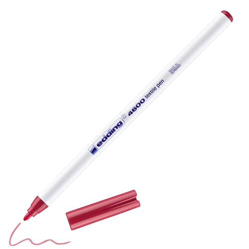edding 4600 Textilstift - karmin-rot - 1 Stift - Rundspitze 1 mm - Textilstifte waschmaschinenfest (60 °C) zum Stoff bemalen - Stoffmalstift von edding