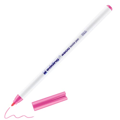 edding 4600 Textilstift - pink - 1 Stift - Rundspitze 1 mm - Textilstifte waschmaschinenfest (60 °C) zum Stoff bemalen - Stoffmalstift von edding