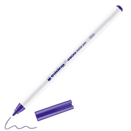 edding 4600 Textilstift - violett - 1 Stift - Rundspitze 1 mm - Textilstifte waschmaschinenfest (60 °C) zum Stoff bemalen - Stoffmalstift von edding