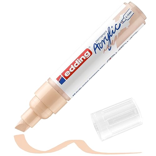 edding 5000 Acrylmarker breit - beige - 1 Acrylstift wasserfest - breite Keilspitze 5-10 mm - Acryl Farben zum Malen auf Leinwand, Malpapier und Holz - Acrylstifte für Steine von edding