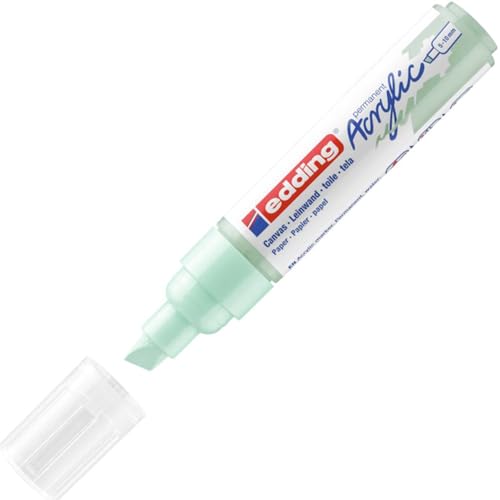 edding 5000 Acrylmarker breit - mint - 1 Acrylstift wasserfest - breite Keilspitze 5-10 mm - Acryl Farben zum Malen auf Leinwand, Malpapier und Holz - Acrylstifte für Steine von edding