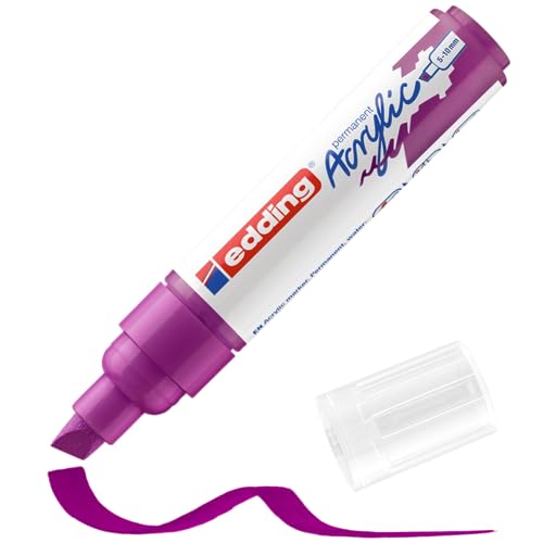 edding 5000 Acrylmarker breit - violett - 1 Acrylstift wasserfest - breite Keilspitze 5-10 mm - Acryl Farben zum Malen für Leinwand + Papier edding 5000 Acrylmarker breit - violett - 1 Acrylstift wasserfest - breite Keilspitze 5-10 mm - Acryl Farben zum Malen für Leinwand + Papier von edding
