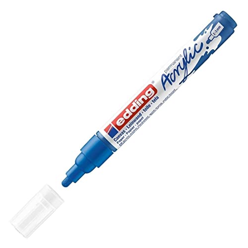 edding 5100 Acrylmarker medium - dunkel-blau - 1 Acrylstift wasserfest - mittlere Rundspitze 2-3 mm - Acryl Farben zum Malen auf Leinwand, Malpapier und Holz - Acrylstifte für Steine von edding