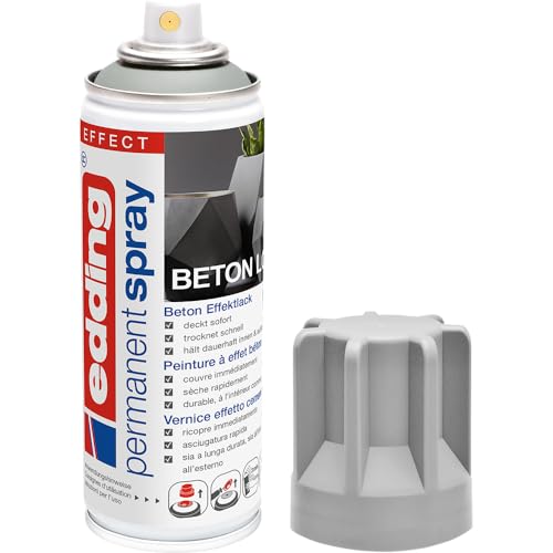 edding 5200 Permanent Spray - betoneffekt - 200 ml - Acryllack zum Lackieren und Dekorieren von Glas, Metall, Holz, Keramik, Kunststoff, Leinwand - Lackspray, Acrylspray, Farbspray von edding