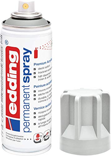 edding 5200 Permanent Spray - lichtgrau matt - 200 ml - Acryllack zum Lackieren und Dekorieren von Glas, Metall, Holz, Keramik, Kunststoff, Leinwand - Lackspray, Acrylspray, Farbspray von edding