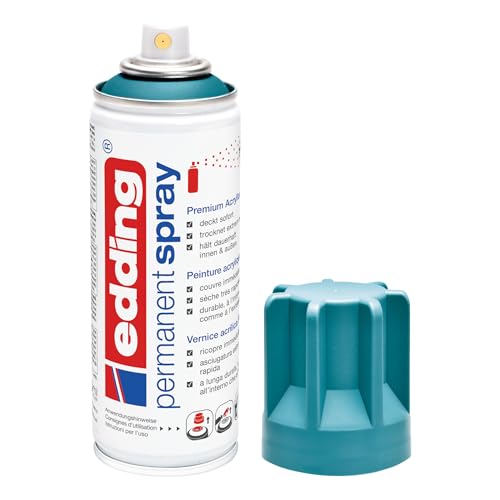 edding 5200 Permanent Spray - petrol matt - 200 ml - Acryllack zum Lackieren und Dekorieren von Glas, Metall, Holz, Keramik, Kunststoff, Leinwand - Lackspray, Acrylspray, Farbspray von edding