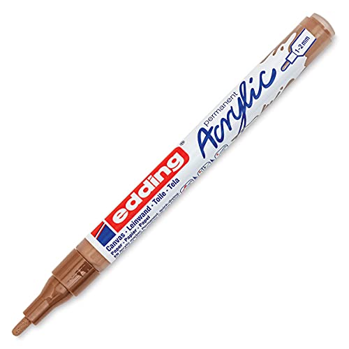 edding 5300 Acrylmarker fein - haselnuss - 1 Acrylstift wasserfest - feine Rundspitze 1-2 mm - Acryl Farben zum Malen auf Leinwand, Malpapier und Holz - Acrylstifte für Steine von edding