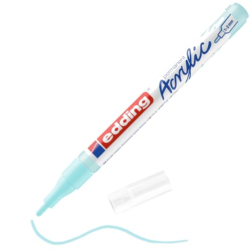 edding 5300 Acrylmarker fein - pastell-blau - 1 Acrylstift wasserfest - feine Rundspitze 1-2 mm - Acryl Farben zum Malen auf Leinwand, Malpapier und Holz - Acrylstifte für Steine von edding