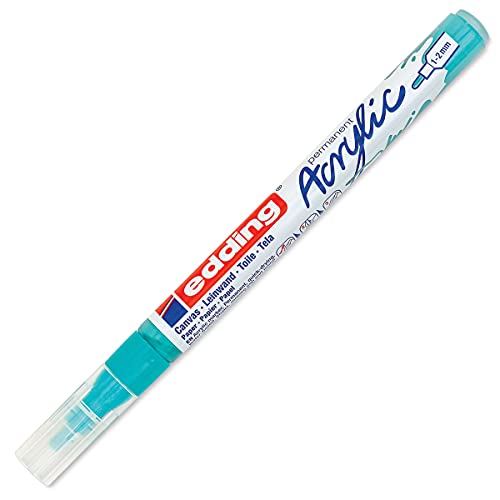 edding 5300 Acrylmarker fein - türkis - 1 Acrylstift wasserfest - feine Rundspitze 1-2 mm - Acryl Farben zum Malen auf Leinwand, Malpapier und Holz - Acrylstifte für Steine von edding