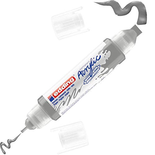 edding 5400 Acryl 3D Double Liner - silber - 1 Acrylfarbe Tube - Doppel-Spitze 2-3,5-10 mm - Acryl Farben zum Malen auf Leinwand, Malpapier und Holz - Acrylstifte wasserfest in Künstlerqualität edding 5400 Acryl 3D Double Liner - silber - 1 Acrylfarbe Tube - Doppel-Spitze 2-3,5-10 mm - Acryl Farben zum Malen auf Leinwand, Malpapier und Holz - Acrylstifte wasserfest in Künstlerqualität von edding