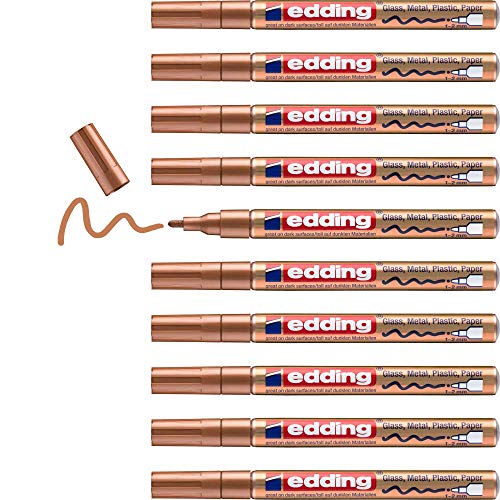 edding 751 Glanzlackmarker - kupfer - 10 Lackmarker - Rundspitze 1-2 mm - Lackstift für Glas, Stein, Holz, Kunststoff und Papier - wasserfest, stark deckend edding 751 Glanzlackmarker - kupfer - 10 Lackmarker - Rundspitze 1-2 mm - Lackstift für Glas, Stein, Holz, Kunststoff und Papier - wasserfest, stark deckend von edding
