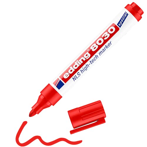 edding 8030 NLS Hight-Tech Marker - rot - 1 Stift - Rundspitze 1,5-3 mm - Rostfreier Marker zum korrosionsarmen Markieren - für Stahl, Metall, Eisen, Aluminium von edding