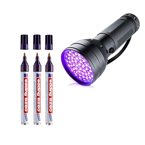 edding 8280 UV-Marker Set (1, Set mit 51 LED Lampe) von edding