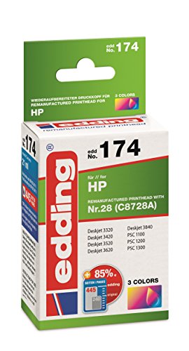 edding Druckerpatrone EDD-174 - Einzelpatrone (3-Farbig) - 21 ml - Reichweite 390 Seiten - Ersetzt HP 28 (C8728A) von edding