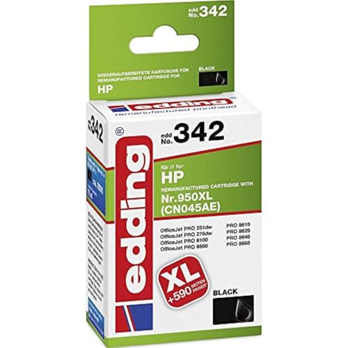 edding Druckerpatrone EDD-342 - Einzelpatrone - Schwarz - 75 ml - Reichweite 2890 Seite - Ersetzt HP 950XL (CN045AE), XL von edding
