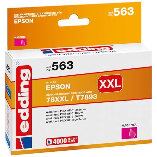 edding Druckerpatrone ersetzt Epson 78XXL, T7893 Kompatibel Magenta EDD-563 18-563 von edding
