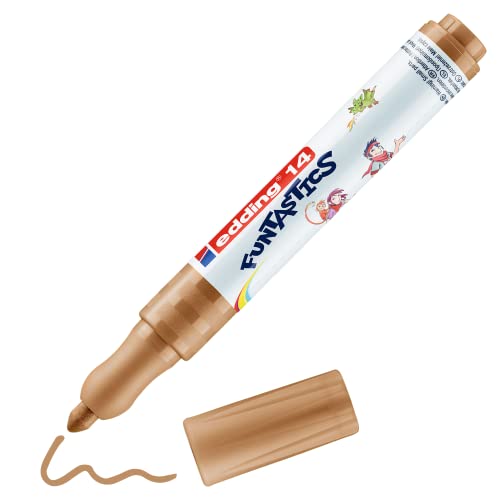 edding 14 FUNTASTICS - Kindermalstifte - ocra - runde Spitze 3 mm - für Malspaß auf hellem Papier und Karton - abwaschbar von Haut und Textilien von edding