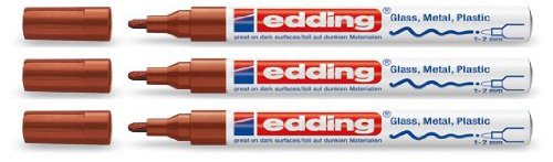 edding Glanzlack-Marker creative 751 braun, 1-2 mm (3er Pack) von edding
