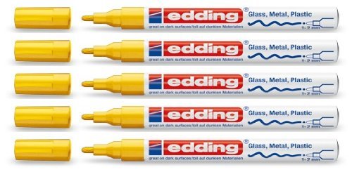 edding Glanzlack-Marker creative 751 gelb, 1-2 mm (5er Pack) von edding