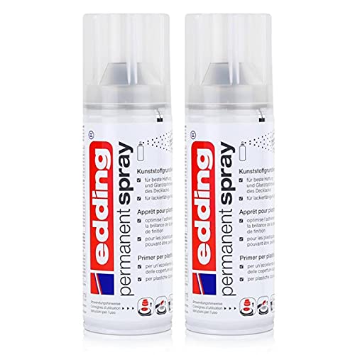 edding Permanent Spray Kunststoffgrundierung 200ml - Gleicht Unebenheiten des Untergrundes aus - Trocken und überlackierbar nach ca. 15 Minuten (2er Pack) von edding
