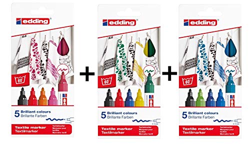 edding Textilmarker 4600, Rundspitze, 1 mm (Komplett-Set, 2-3 mm) von edding