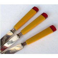 3 Original Art Deco Obstmesser - Bakelit Schöne Farben Guter Zustand Zum Komplettieren Sofort Benutzbar von edeldesign