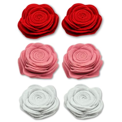 edelkern Filz Rosen Deko | Filz Blumen in rot, weiß und rosa | zum Dekorieren und Basteln (DIY) | 6 Stück von edelkern