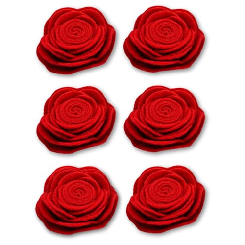 edelkern Filz Rosen Deko | Filz Blumen in rot | zum Dekorieren und Basteln (DIY) | 6 Stück von edelkern